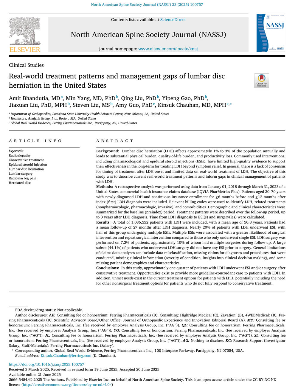 Real World Treatment Patterns And Management Gaps Of Lumbar Disc