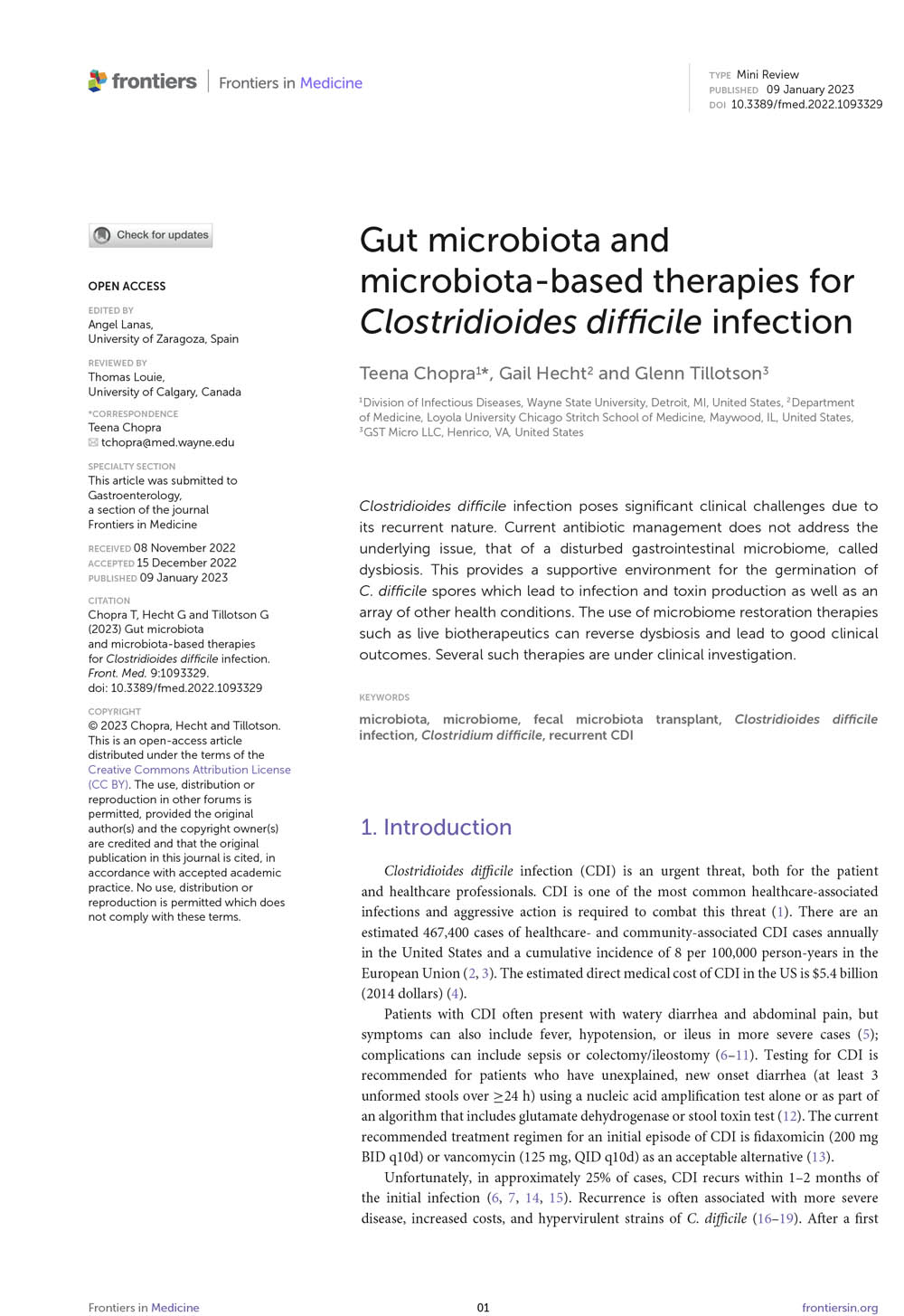 Gut Microbiota And Microbiota Based Therapies For Clostridioides
