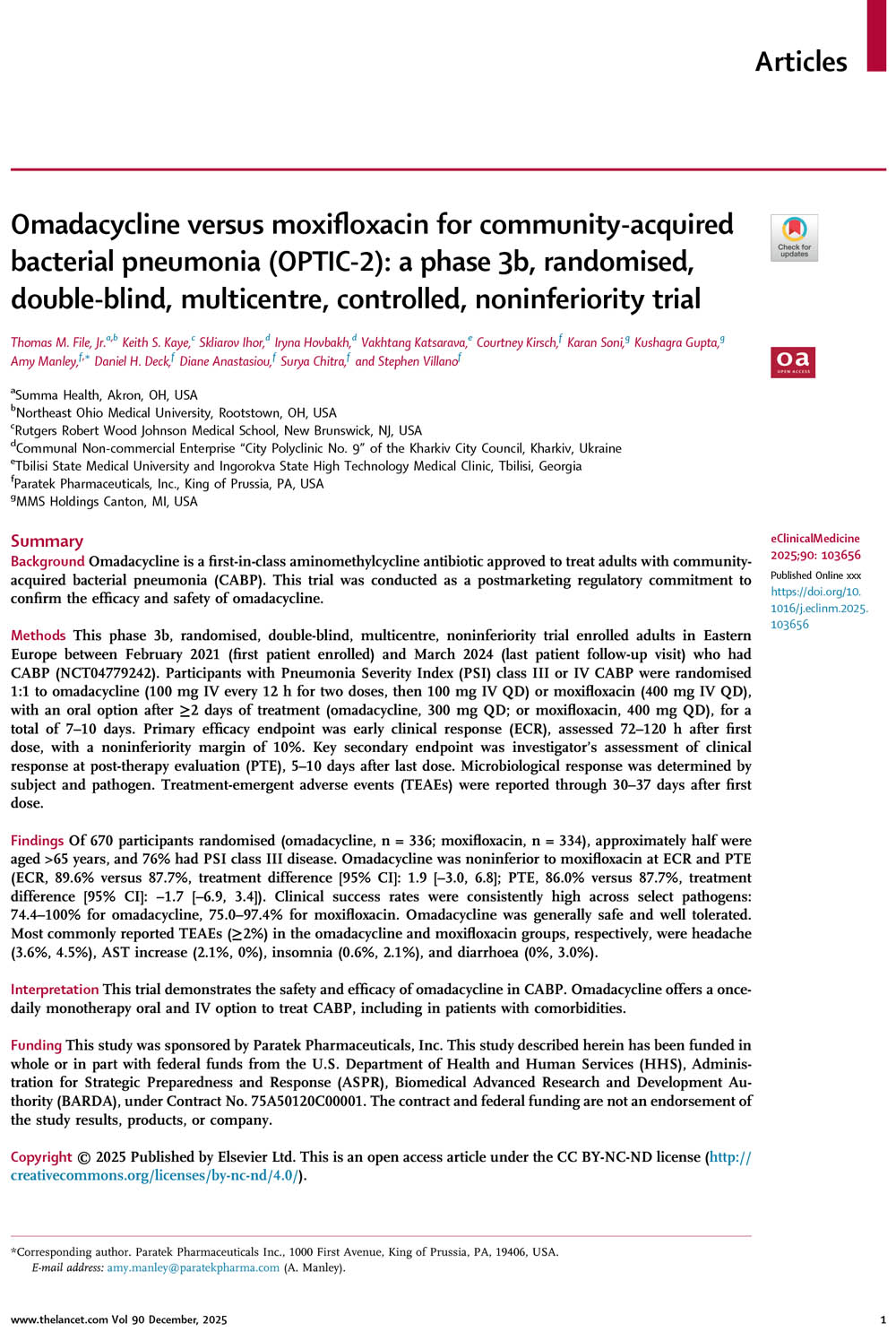 Omadacycline Versus Moxifloxacin For Community Acquired Bacteria