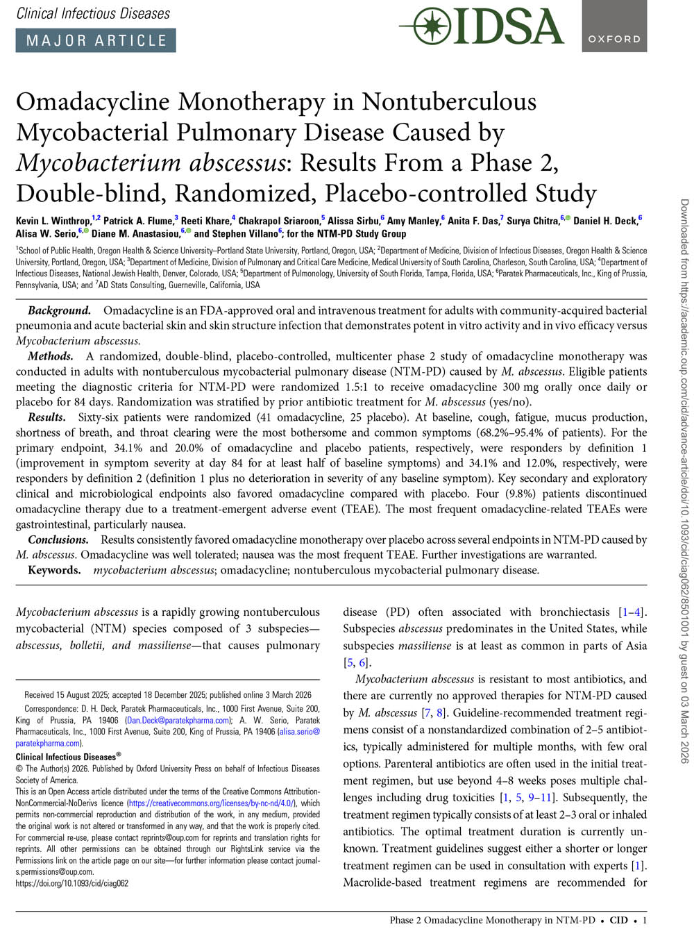 Omadacycline Monotherapy In Nontuberculous Mycobacterial Pulmona