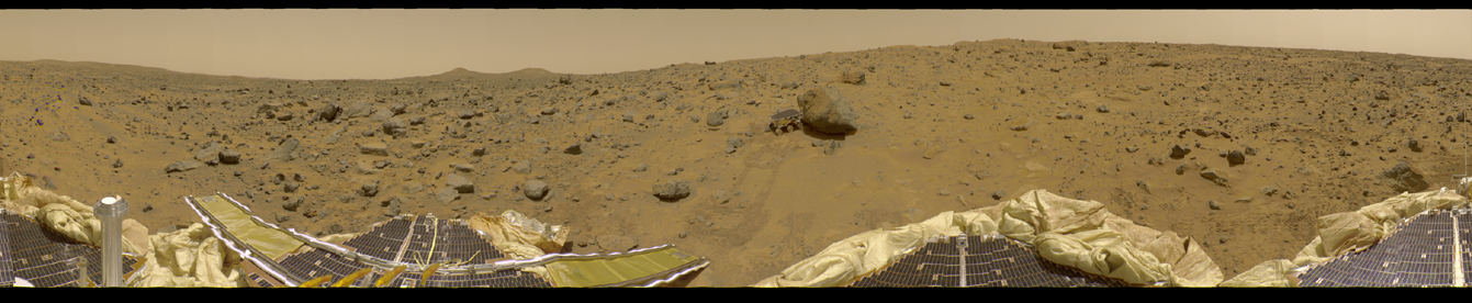 Panoramic view of Mars from NASA's Pathfinder rover.